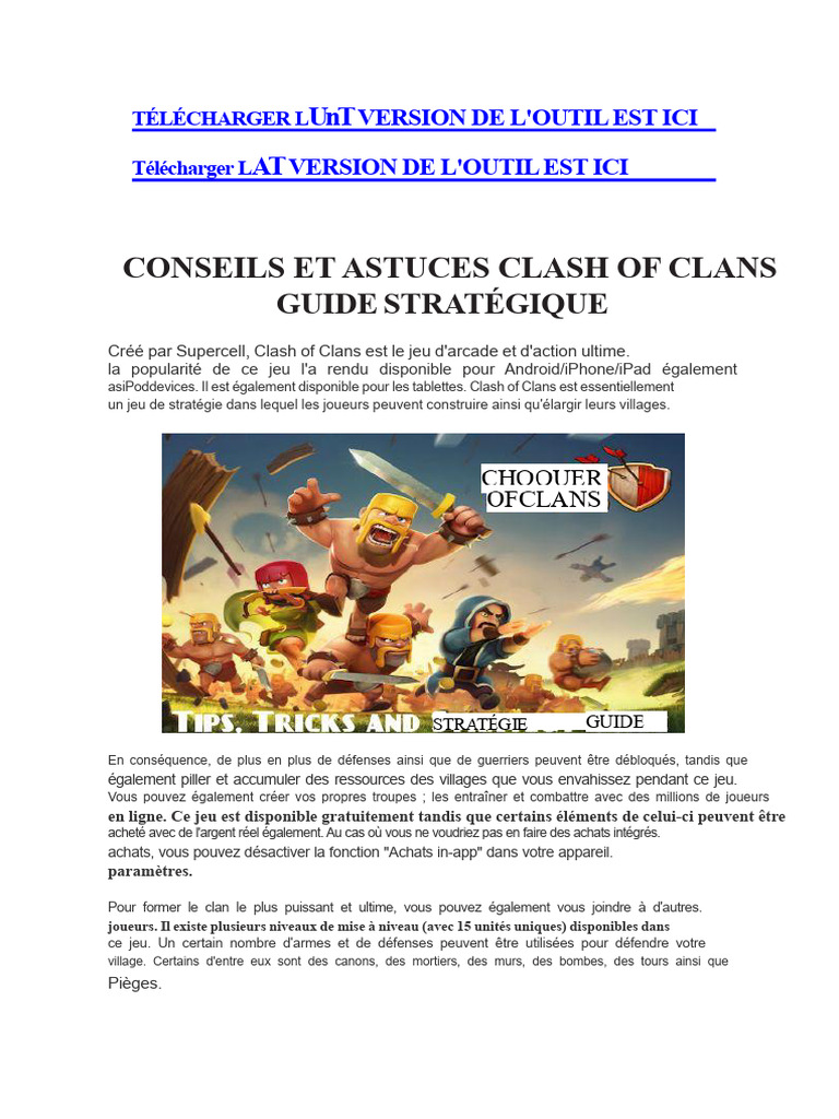 Guide stratégique pour Clash of Clans | PDF | Jeux mobiles | Jeux vidéo