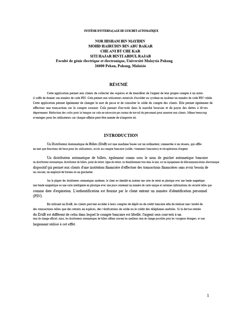Système d'Interfaçage pour DAB | PDF | Programme informatique ...