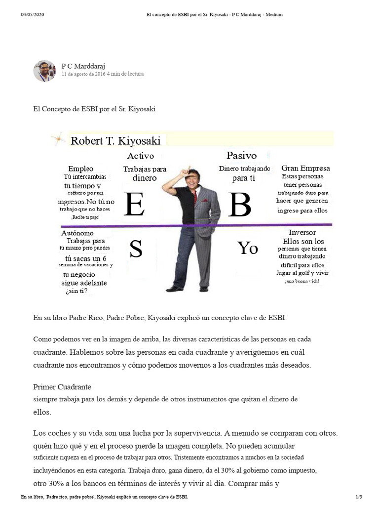 El Concepto de ESBI Por El Sr. Kiyosaki - P C Marddaraj - Medium | PDF ...