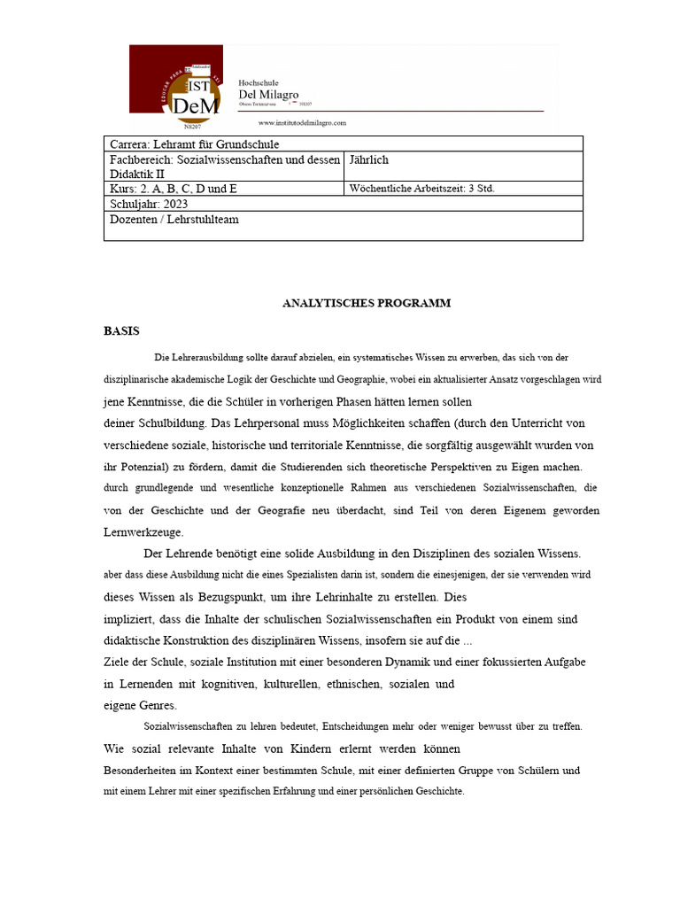 Programm 2023. Sozialwissenschaften Und Ihre Didaktik II.2024 | PDF