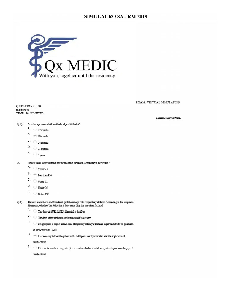 Medical Exam Simulation Questions 2019 | PDF | Heart | Medical Specialties