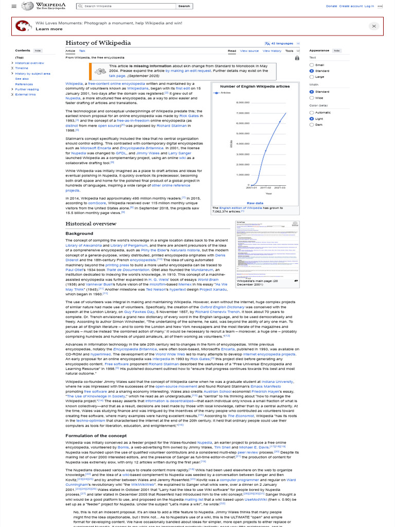 History of Wikipedia Overview | PDF | Wikipedia | Encyclopedias