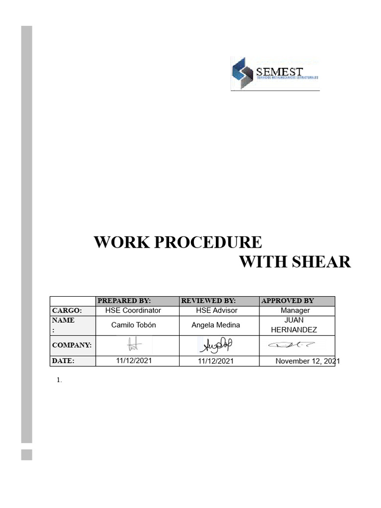 Work Procedure With Shear V3 | PDF | Blade