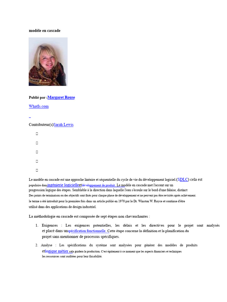Introduction au modèle en cascade | PDF | Développement de logiciel ...