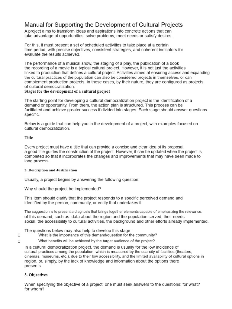 Guide to Developing Cultural Projects | PDF | Methodology | Sponsor ...