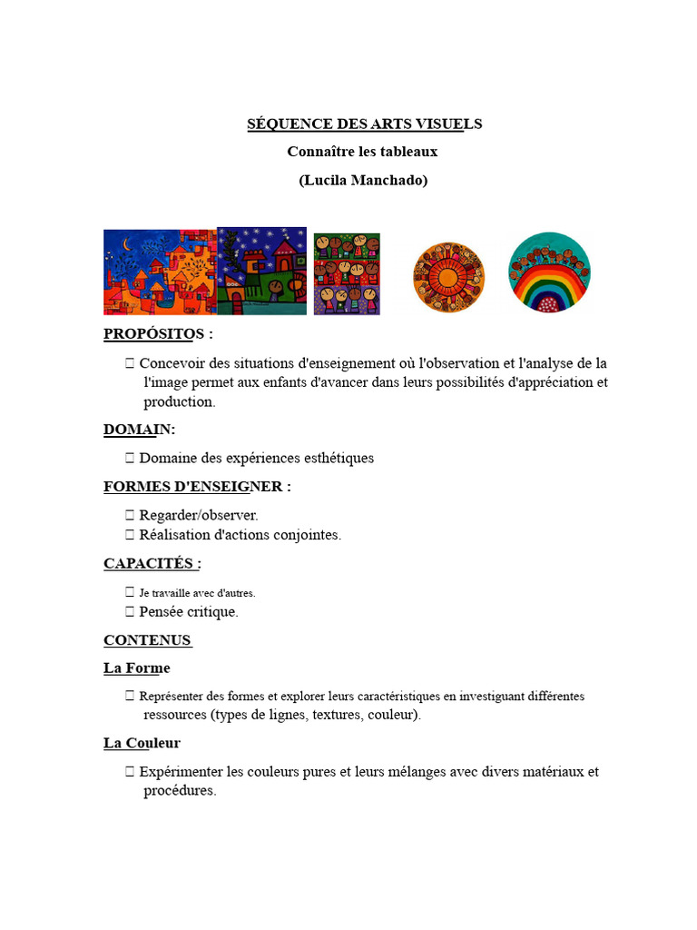 Séquence d'arts visuels pour enfants | PDF | Couleur