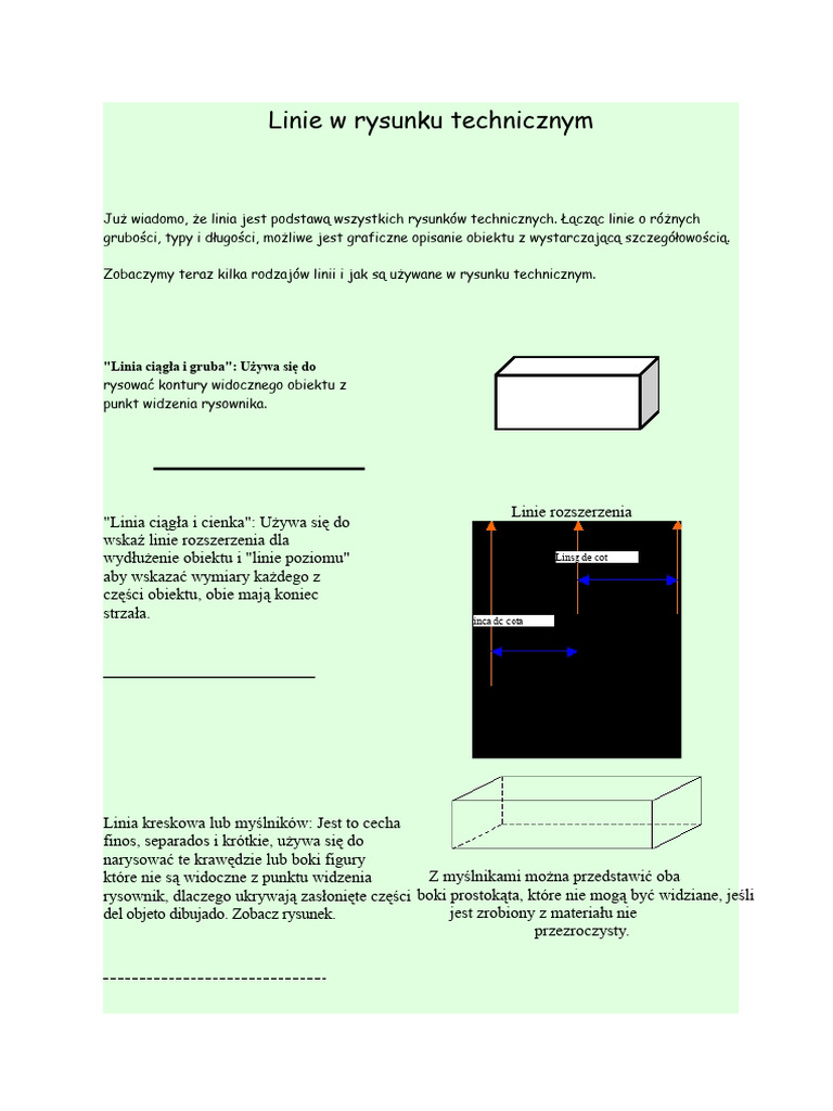 Linie W Rysunku Technicznym | PDF