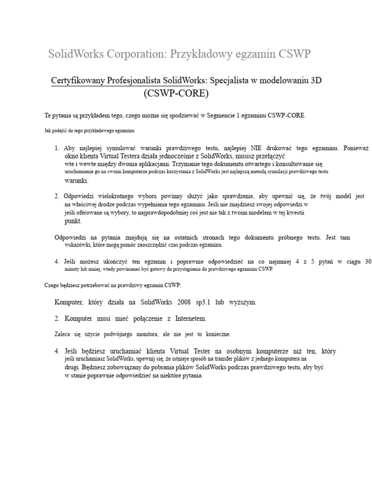 Cswp-Core Przykładowy Egzamin 2010b | PDF