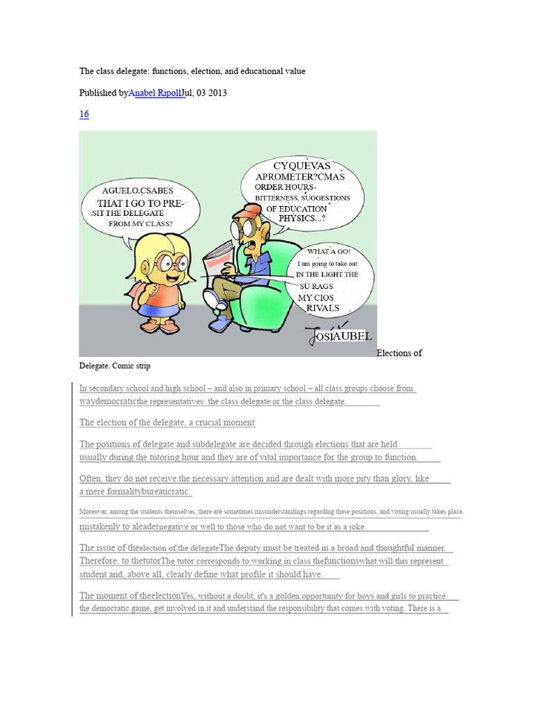 Class Delegate: Roles and Elections | PDF | Elections | Teachers
