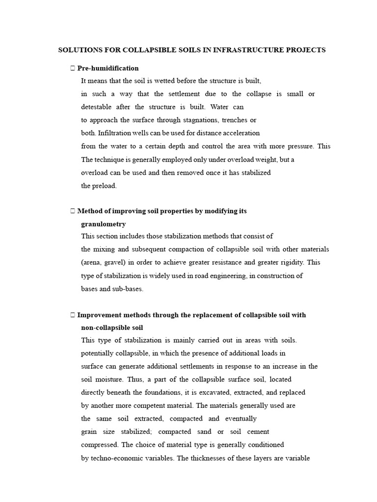 Collapsible Soil Solutions for Infrastructure | PDF | Soil | Civil ...