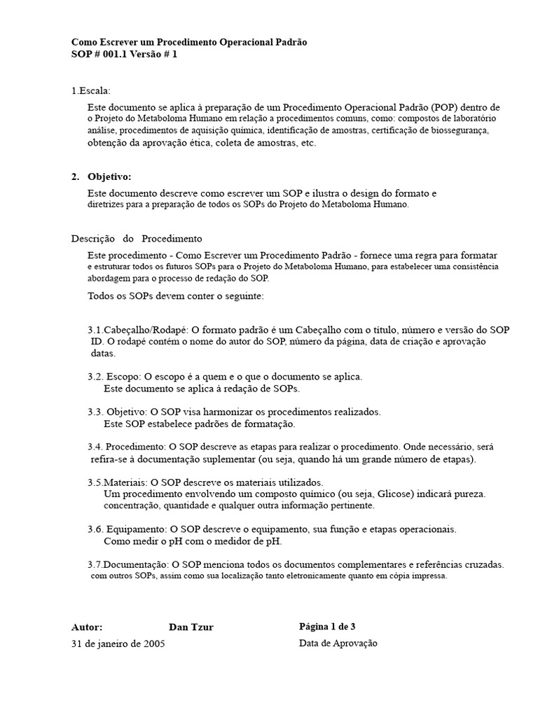 Como Escrever Um Procedimento Operacional Padrão V 1 | PDF ...