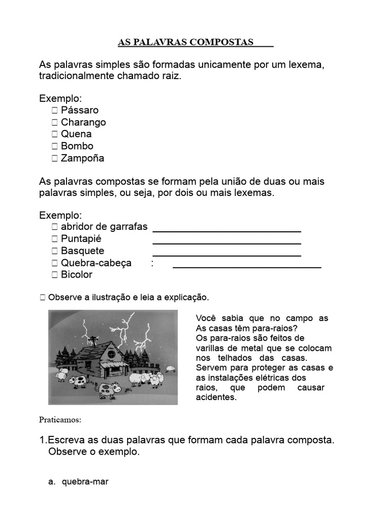 As Palavras Compostas para Segundo Ano Do Ensino Fundamental | PDF
