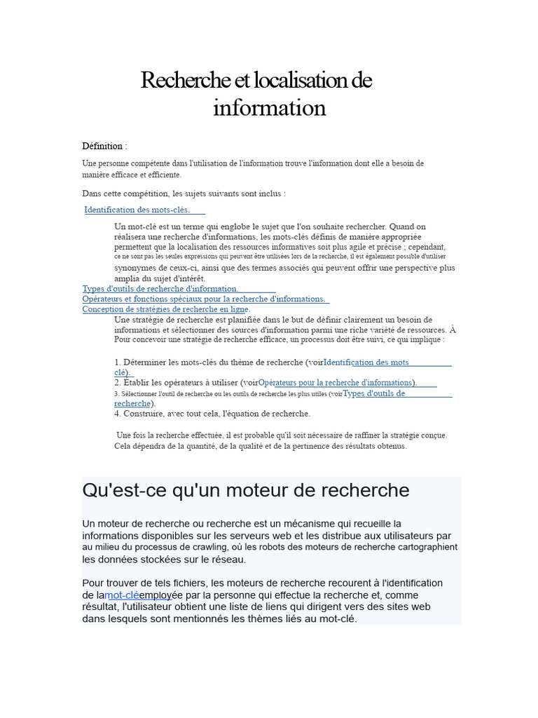 Stratégies de recherche d'information en ligne | PDF | Recherche d ...