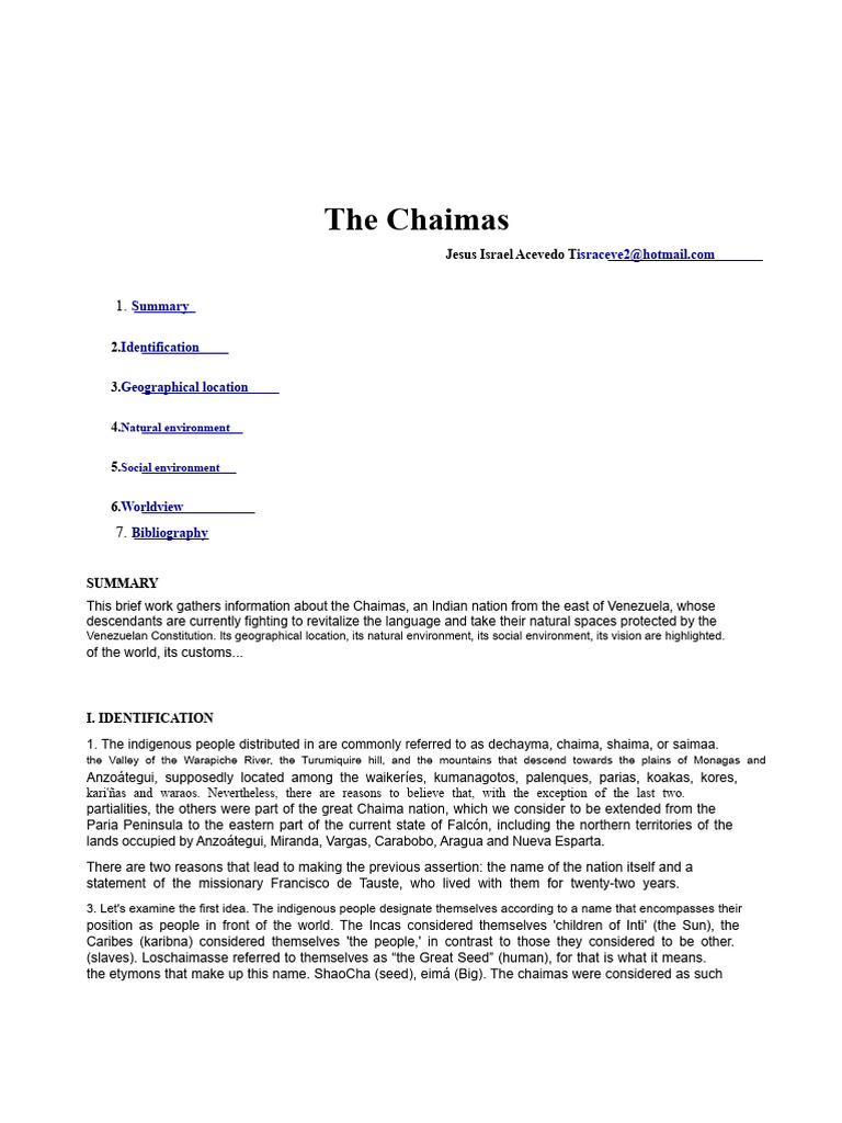 The Chaimas | PDF