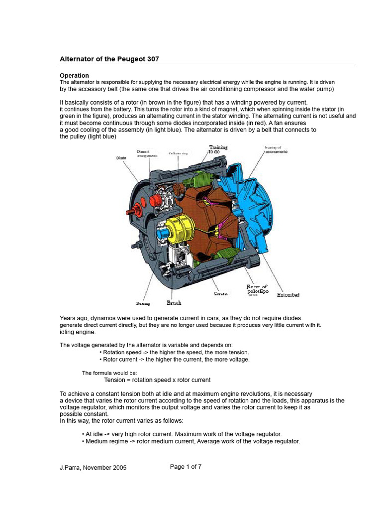 Peugeot 307 Alternator Overview | PDF | Direct Current | Electricity