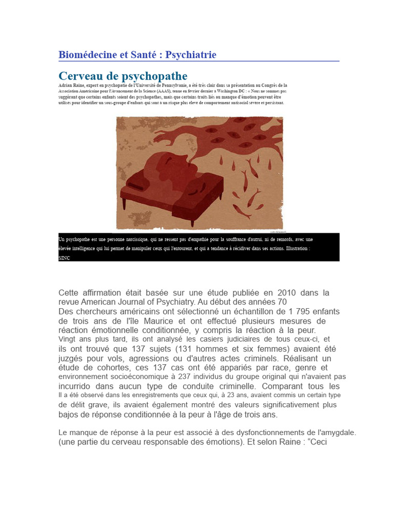 Psychopathie : Études et Débats Scientifiques | PDF | Psychopathie ...
