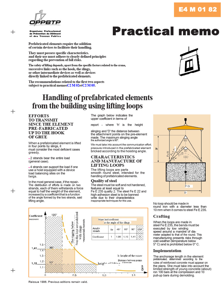 Safe Handling of Prefabricated Elements | PDF | Steel | Crane (Machine)