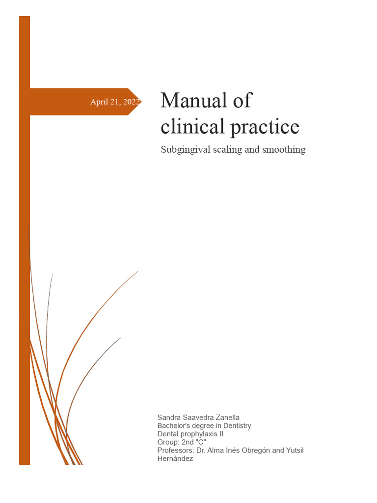 Clinical Practice Manual For Subgingival Scaling and Root Planing | PDF ...