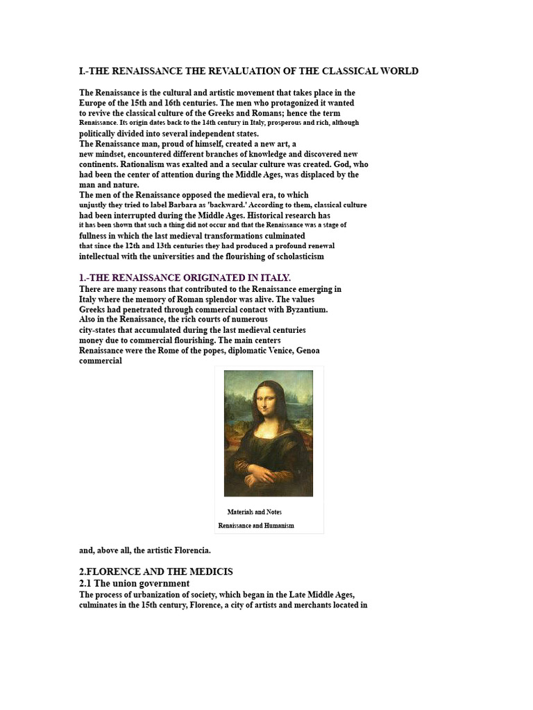 Renaissance: Humanism and Florence's Rise | PDF | Renaissance | House ...