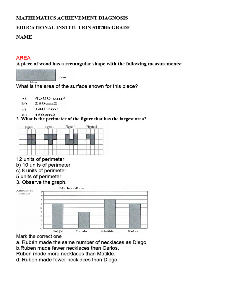 4th Grade Math Achievement Test | PDF | Mathematics
