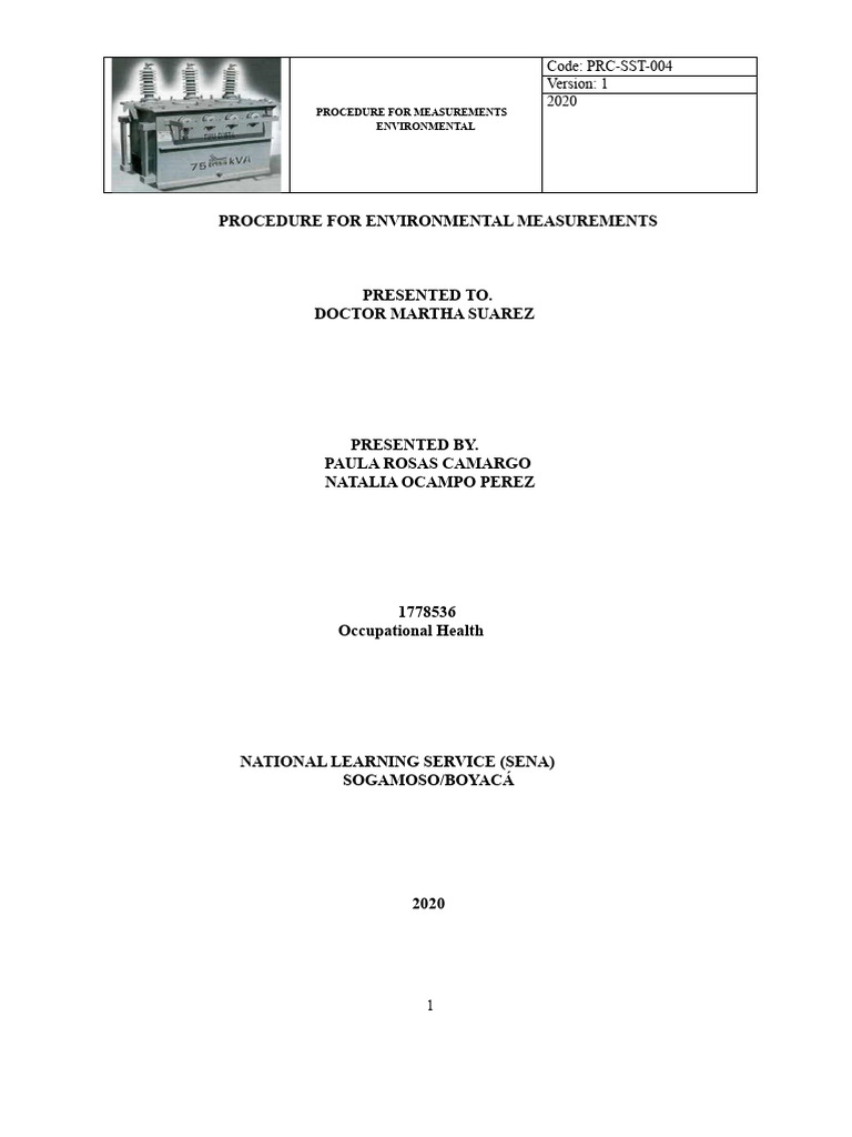 Environmental Measurement Procedure Guide | PDF | Occupational Safety ...