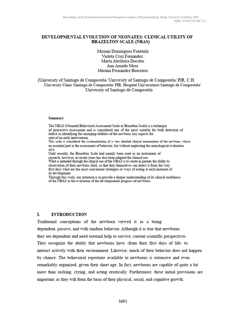 Clinical Use of Brazelton Scale for Neonates | PDF | Infants ...