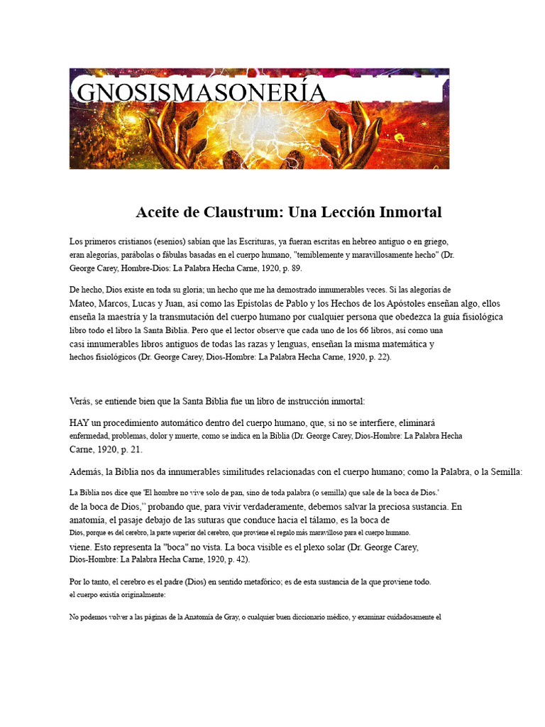 Aceite de Claustrum y la Vida Eterna | PDF | Cerebro | Cristo (título)
