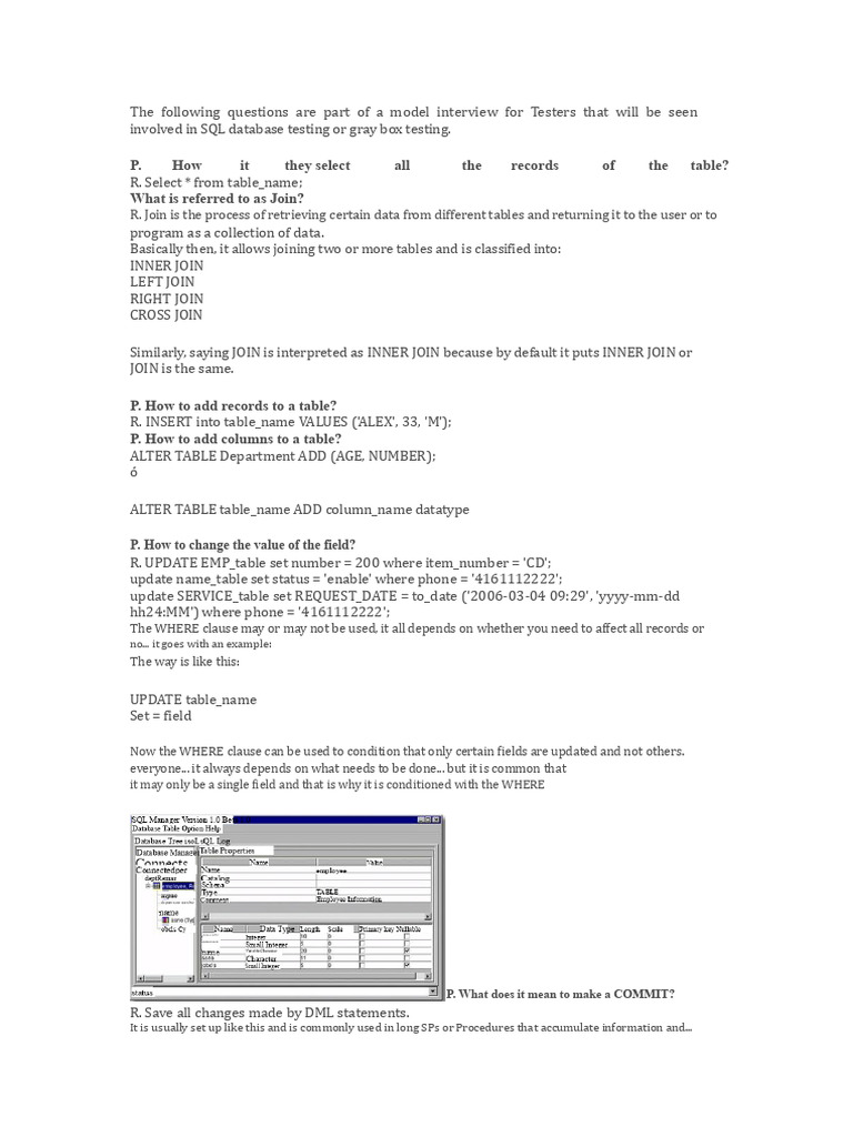SQL Testing Interview Questions Guide | PDF | Sql | Data Management