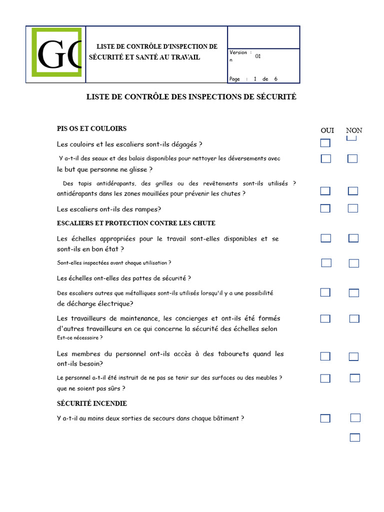 Checklist de Sécurité au Travail | PDF | Sécurité