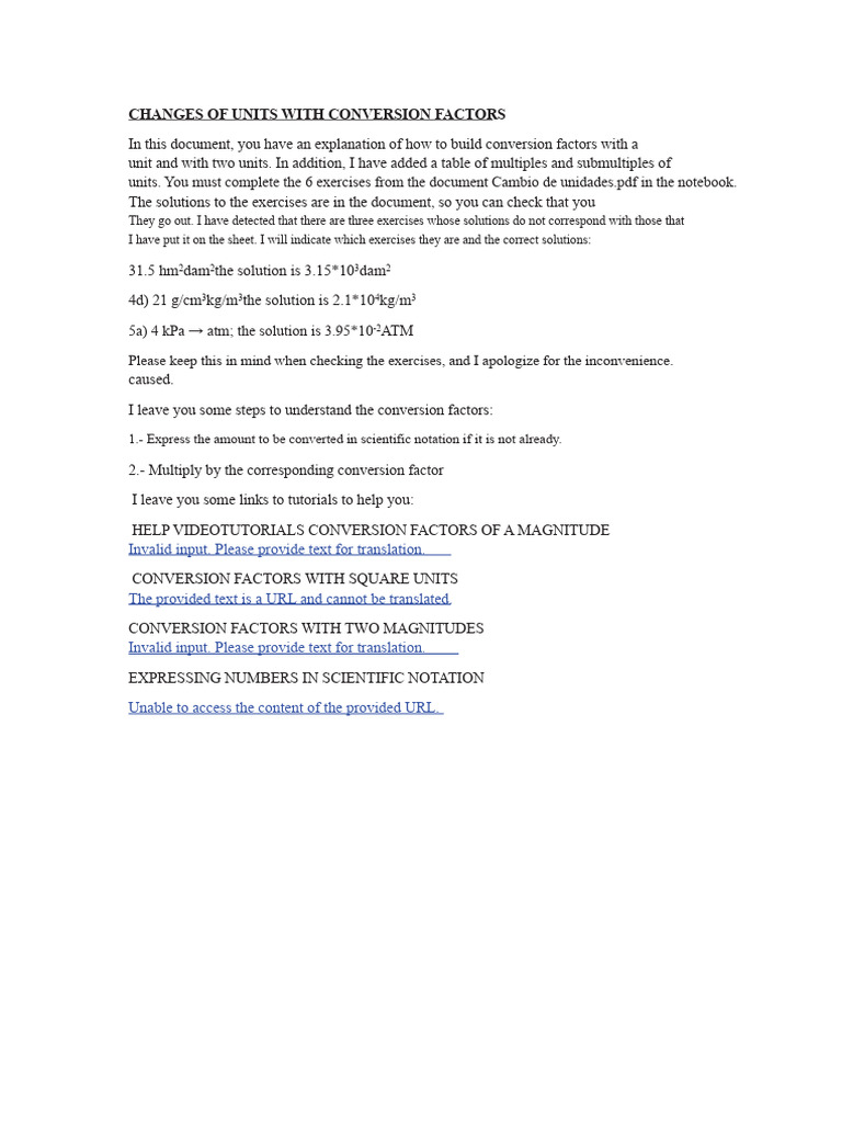 Unit Conversion Factors Explained | PDF | Mathematics