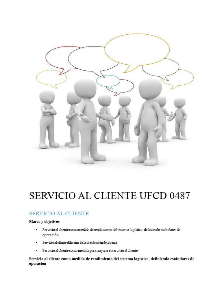 Servicio Al Cliente Ufcd 0487 PDF | PDF | Servicio al Cliente | La ...