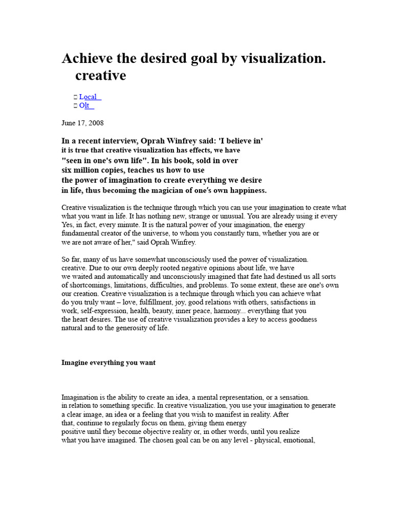 Mastering Creative Visualization Techniques | PDF | Psychotherapy | Thought