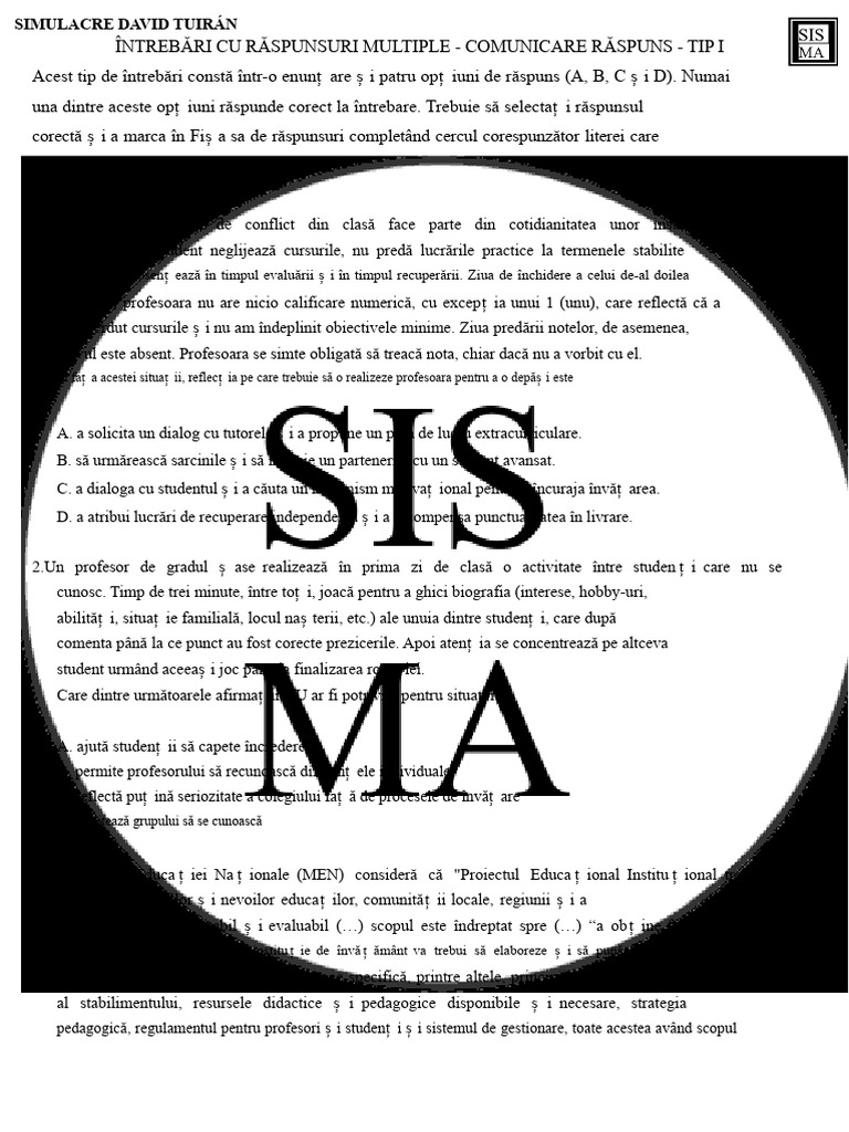 Simulacru Componenta Pedagogică #3 - 2022 | PDF