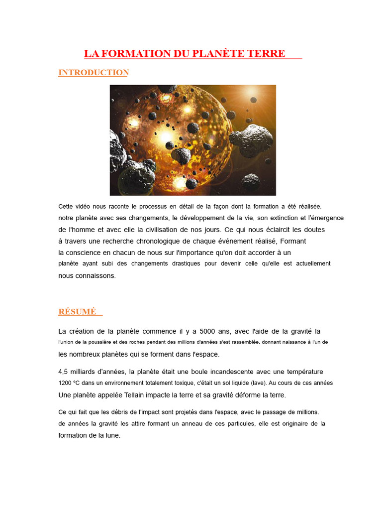La Formation de la Terre en Détails | PDF | Terre | Planètes