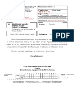 Oficio de Envio de Documentacion de Las Actividades Del Mes de Abril de 2012 Al Comando Central de La Milicia Bolivariana