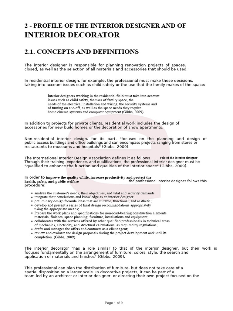 Interior Designer and Decorator Overview | PDF | Interior Design | Résumé