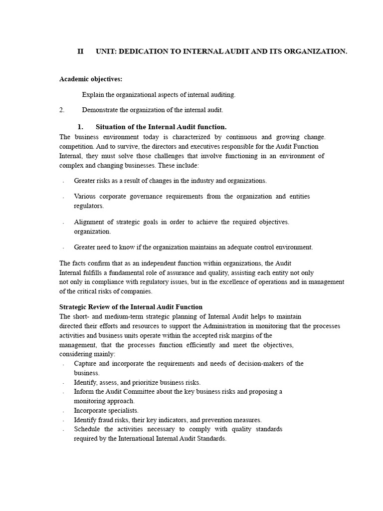 Internal Audit - UNIT II | PDF | Internal Audit | Audit