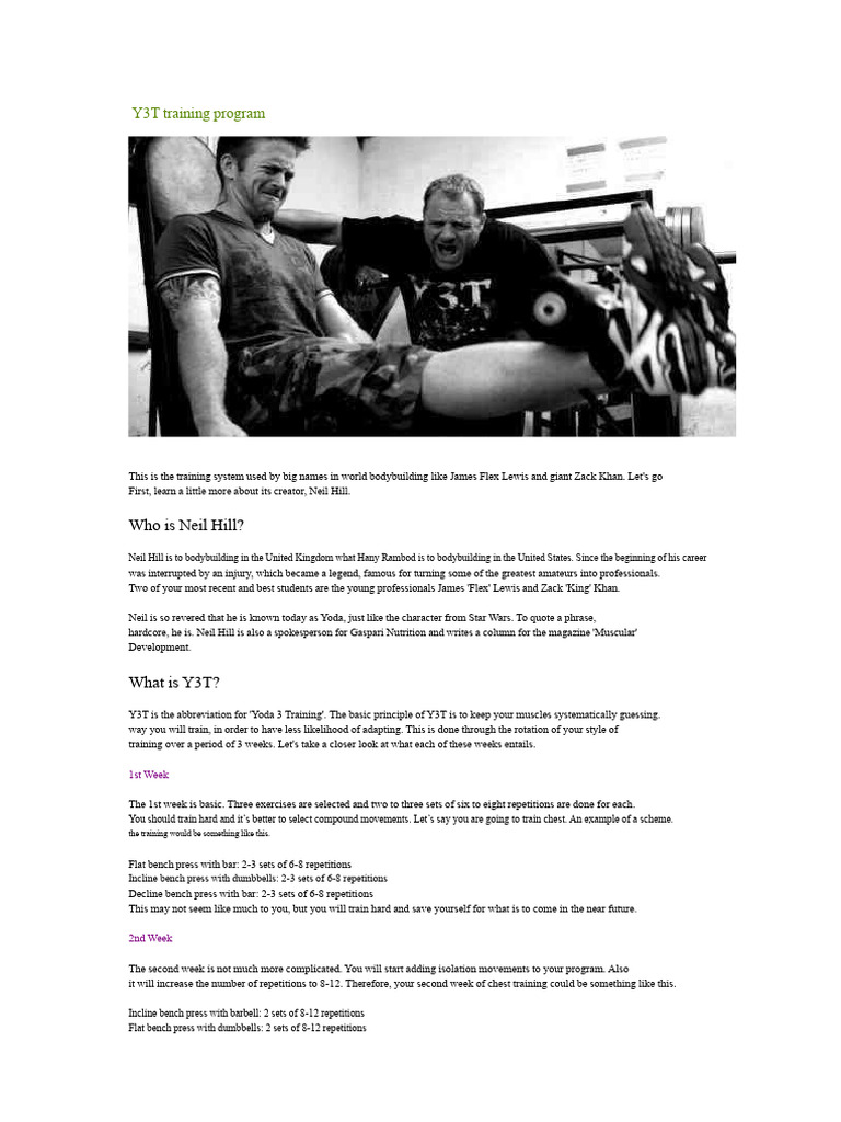 Y3T Training Program Overview | PDF | Strength Training | Physical Fitness