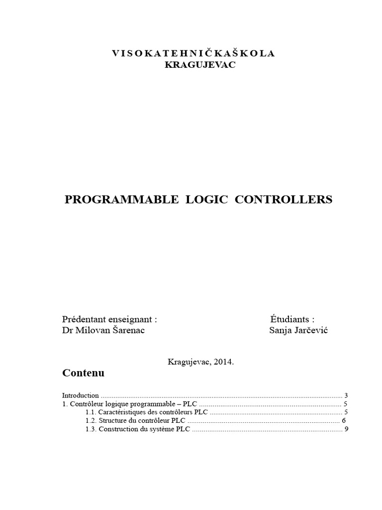 Contrôleurs Logiques Programmables | PDF | Programmation | Programme ...