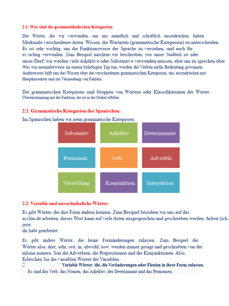 Grammatikalische Kategorien | PDF