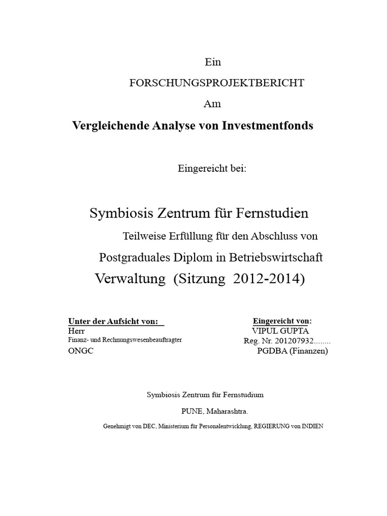 SCDL Projekt PGDBA Finanzen | PDF