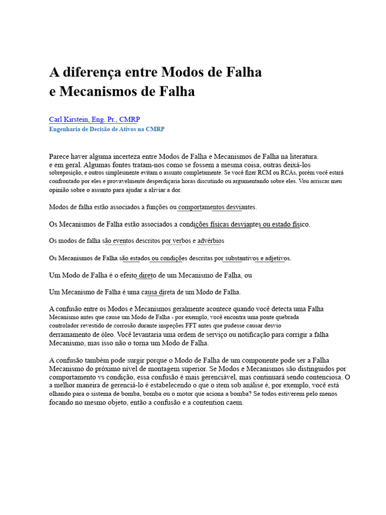 Modos e Mecanismos de Falha Explicados | PDF | Definição | Tempo