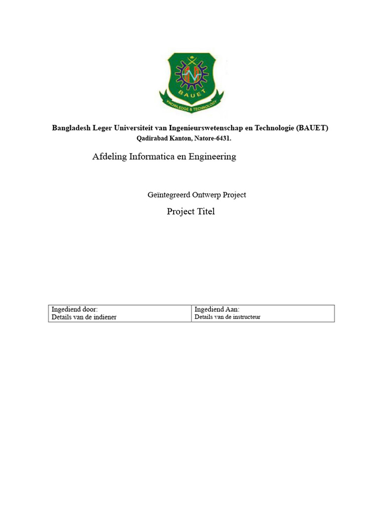 Geïntegreerd Ontwerp Project Rapport Formaat | PDF