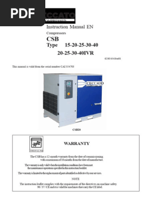 CSB Compressor Instruction Manual | PDF | Valve | Gases