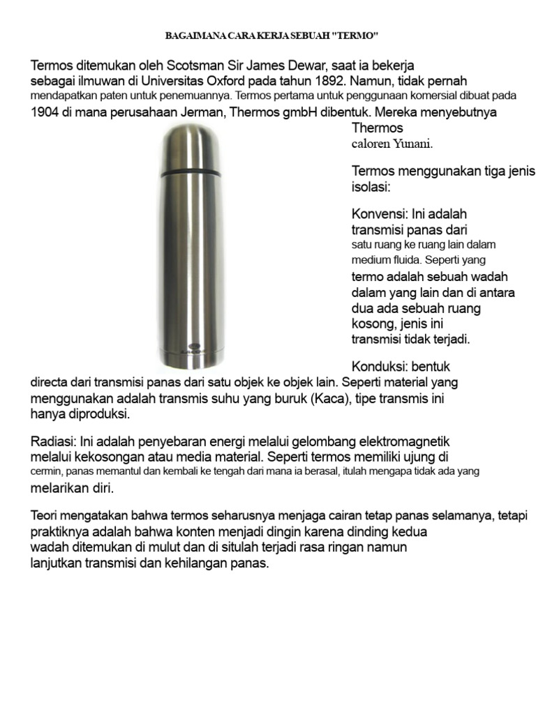 Cara Kerja Termos dan Isolasinya | PDF