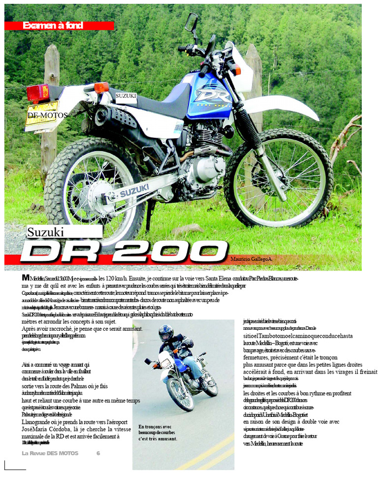 Test de la Suzuki DR200 : Performance et Agilité | PDF | Motocyclette ...
