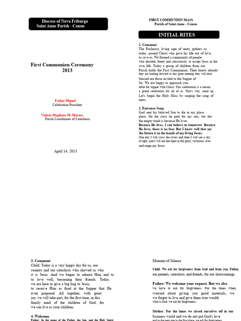 First Communion Mass Guide 2013 | PDF | Eucharist | God The Father