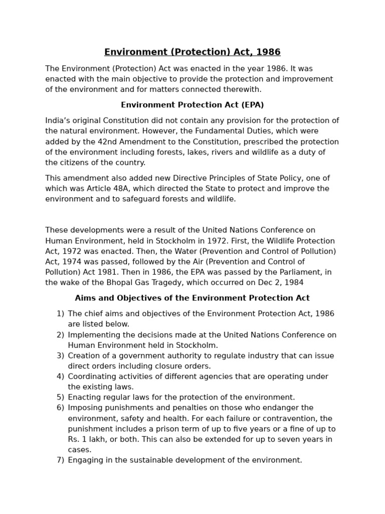 Overview of the Environment Protection Act | PDF | Noise ...