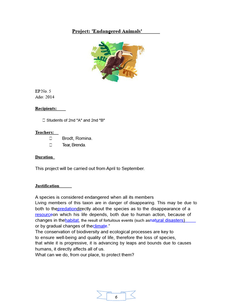 Project Endangered Animals | PDF | Knowledge | Linguistics