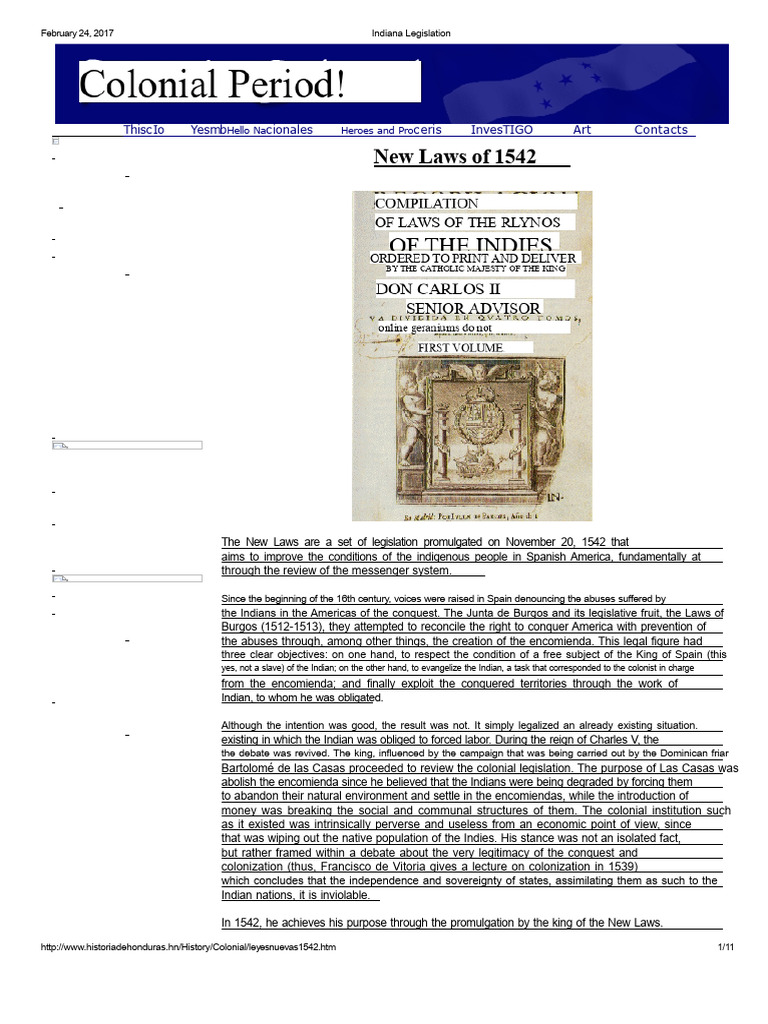 Purpose of the New Laws of 1542 | PDF | Spanish Colonization Of The ...